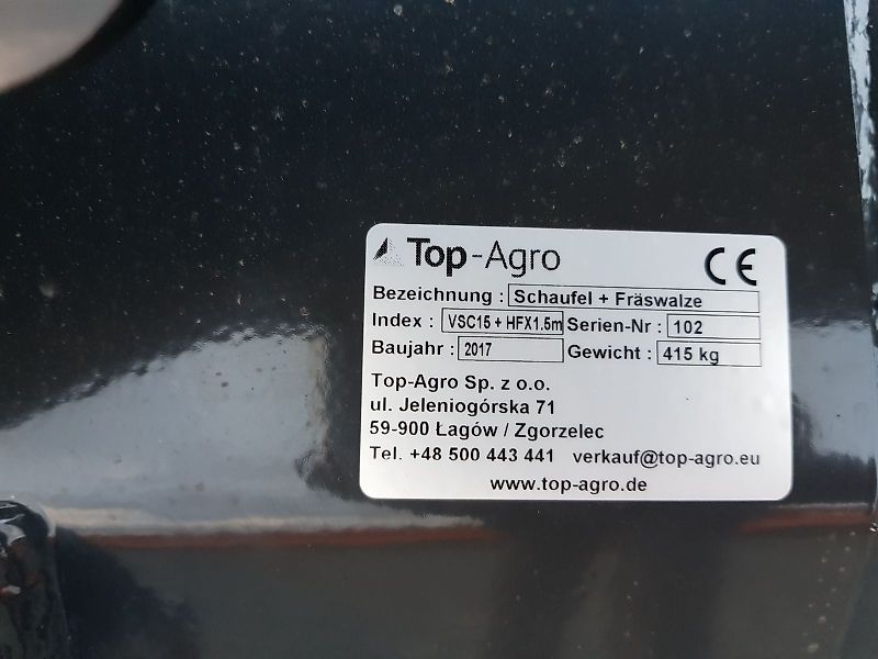 Top-Agro Volumenschaufel mit starre Fresswalze VSM15+HFX15