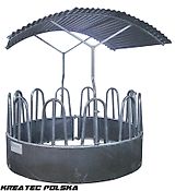 KMZ Rundraufe für M11/12D mit Dach verzinkt, 12-Stellen, Heuraufe