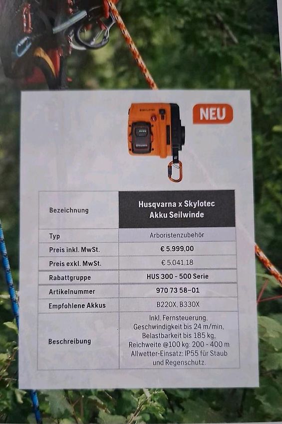 Husqvarna Seilwinde Akku Skylotec