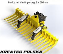 Grutech Harke zu Roden mit Harke mit Verlängerung / Rodungsrechen / Roderechen GTH-GDK  2m